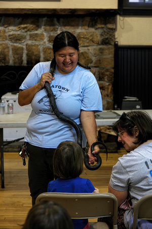 160904_2266_NX1 Teatown Environmental Educator Elissa Schilmeister Presents a Black Rat Snake on National Wildlife Day