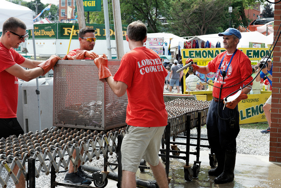 170804_3362_NX1 This Morning's Catch of Live Lobsters is Wheeled to the Boiling Vats at the 2017 Maine Lobster Festival