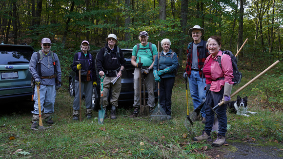 220916_07568_A7RIV Volunteers Fred, Connie, Geoff, Paul, Marilyn, John and Rose with Duke from the NY-NJ Trail Conference Arrive for the Second Week of Creating the New 1 Mile Trail
